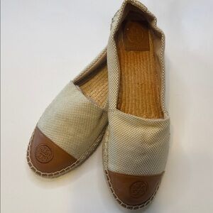 Tory Burch Beige and Brown Espadrilles
